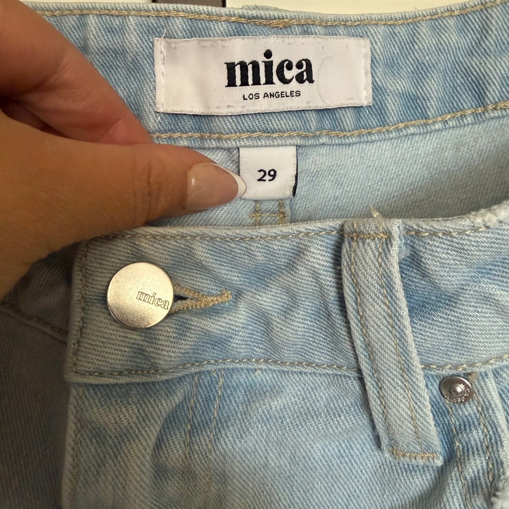 Mica Los Angeles Light Wash Distressed Straight Leg High‎ Rise Jeans Womens 29 - Picture 6 of 10